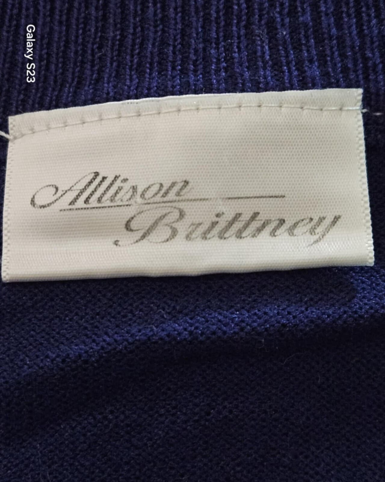 Allison Brittney Women's Short Sleeve Knit Striped Sweater Dress Medium Blue Tan - Thumbnail 5