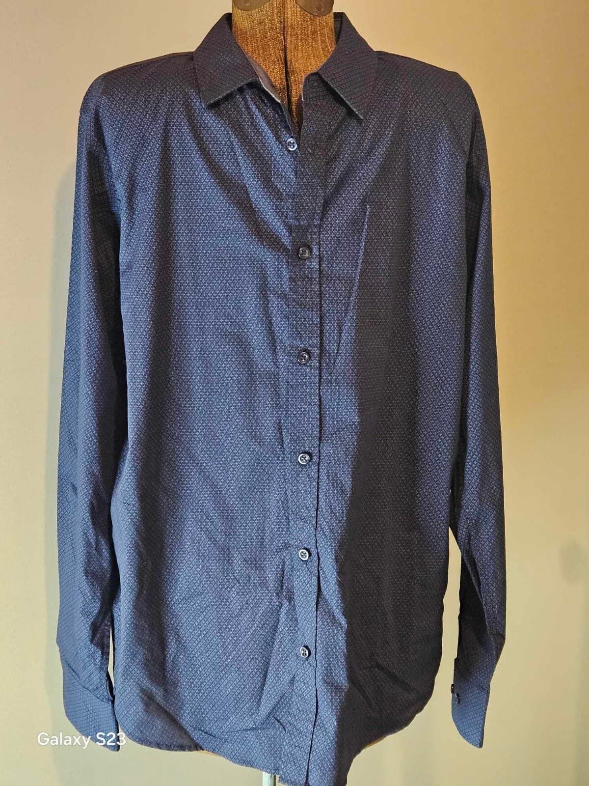 London Fog Men's Blue Button Down Dress Shirt Regular Fit Long Sleeve Size Large - Thumbnail 4