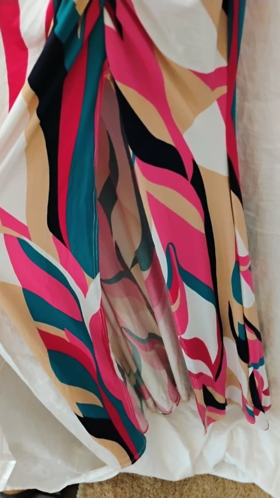 Va Va Voom Women's Small Dress Multicolor Long open Sleeve Maxi Tropical V Neck - Thumbnail 7