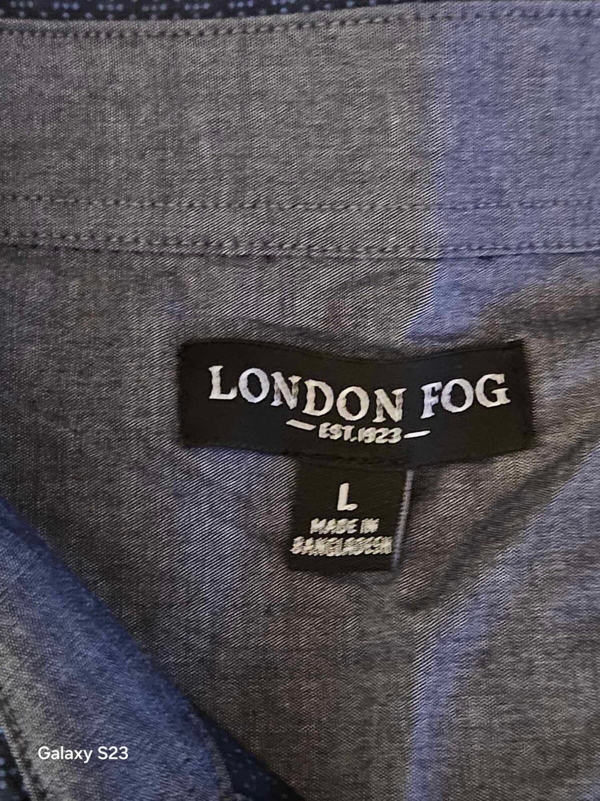 London Fog Men's Blue Button Down Dress Shirt Regular Fit Long Sleeve Size Large - Thumbnail 6