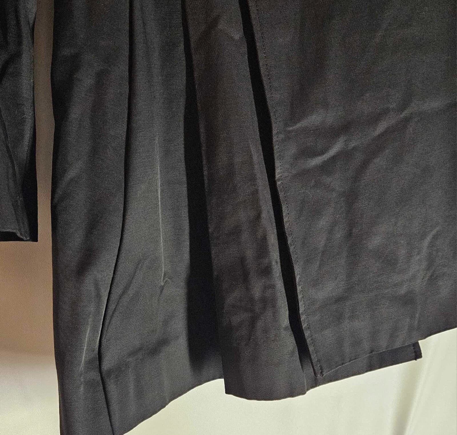 Guess Women's Small Long Black Double Breasted Canvas Pea Coat - Thumbnail 3