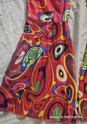 Women's 2 Piece Outfit Multi Color Medium Crop Tie Top Flare Legs Beach Wear - Thumbnail 9