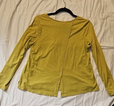 J Jill Shirt Women's Small Long Sleeve Yellow Shirt Lightweight Crew Neck Top - Thumbnail 4