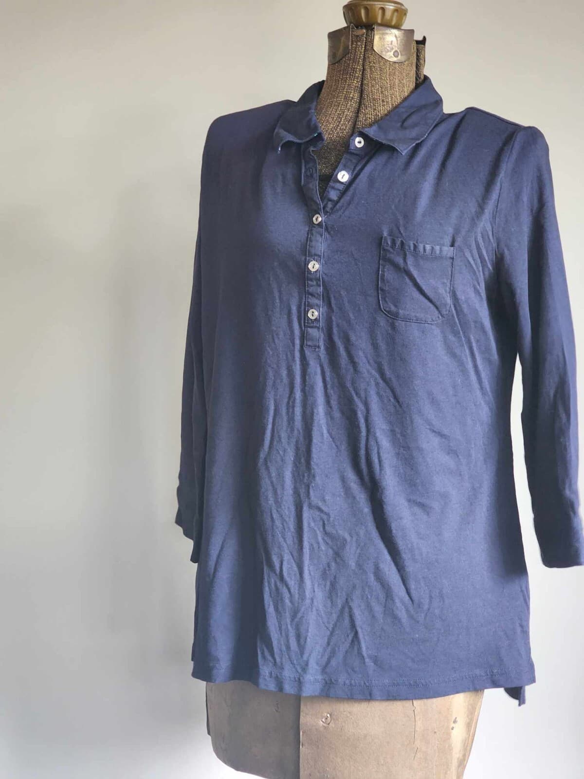Croft&Barrow Women's Casual Long Sleeve Shirt Top Front Pocket Size L Blue - Thumbnail 4