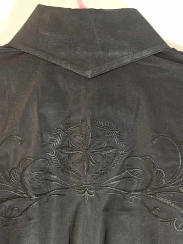 Howe Men's Embroidered Shirt Small Black Western Style Button Down Floral - Thumbnail 6