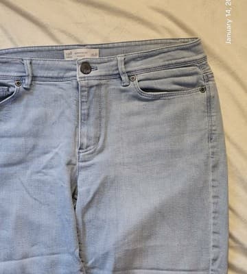 J. Jill Women's Denim Light Blue Jeans Size 6 Cropped Pants Fold Leg Hem - Thumbnail 3