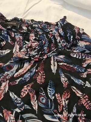 Talbots Women's Long Sleeve Floral Blouse Medium 100% Cotton Shirt - Thumbnail 4