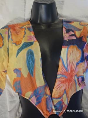Women's Dress Floral Summer Mesh Sheer Beach Cover-up Fits Small - Thumbnail 5