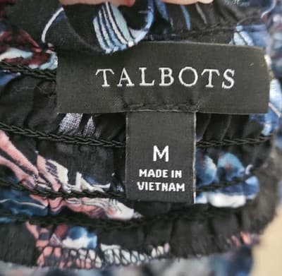 Talbots Women's Long Sleeve Floral Blouse Medium 100% Cotton Shirt - Thumbnail 10