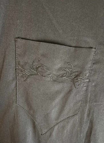 Howe Men's Embroidered Shirt Small Black Western Style Button Down Floral - Thumbnail 7