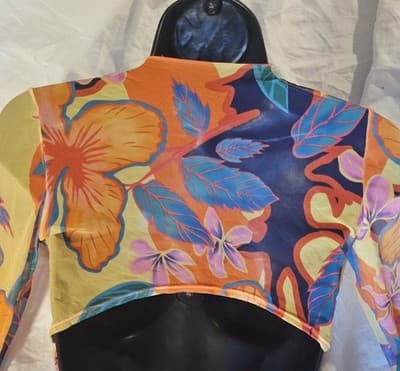 Women's Dress Floral Summer Mesh Sheer Beach Cover-up Fits Small - Thumbnail 12