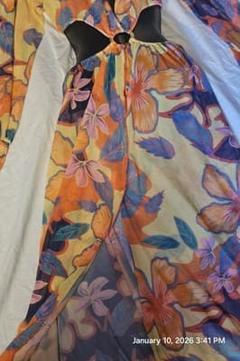 Women's Dress Floral Summer Mesh Sheer Beach Cover-up Fits Small - Thumbnail 9