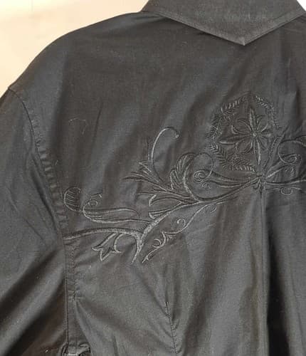 Howe Men's Embroidered Shirt Small Black Western Style Button Down Floral - Thumbnail 3