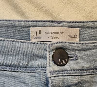 J. Jill Women's Denim Light Blue Jeans Size 6 Cropped Pants Fold Leg Hem - Thumbnail 4