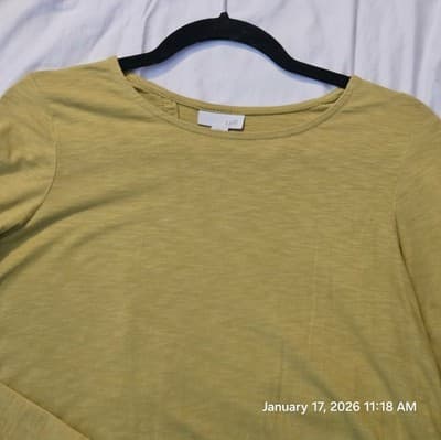 J Jill Shirt Women's Small Long Sleeve Yellow Shirt Lightweight Crew Neck Top - Thumbnail 3