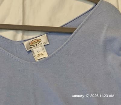 Talbots Petite Women's Blue V Neck Sweater Size 3X NWOT Cotton Rayon Shirt - Thumbnail 3