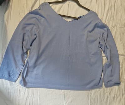 Talbots Petite Women's Blue V Neck Sweater Size 3X NWOT Cotton Rayon Shirt - Thumbnail 5