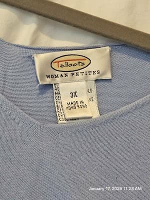 Talbots Petite Women's Blue V Neck Sweater Size 3X NWOT Cotton Rayon Shirt - Thumbnail 2