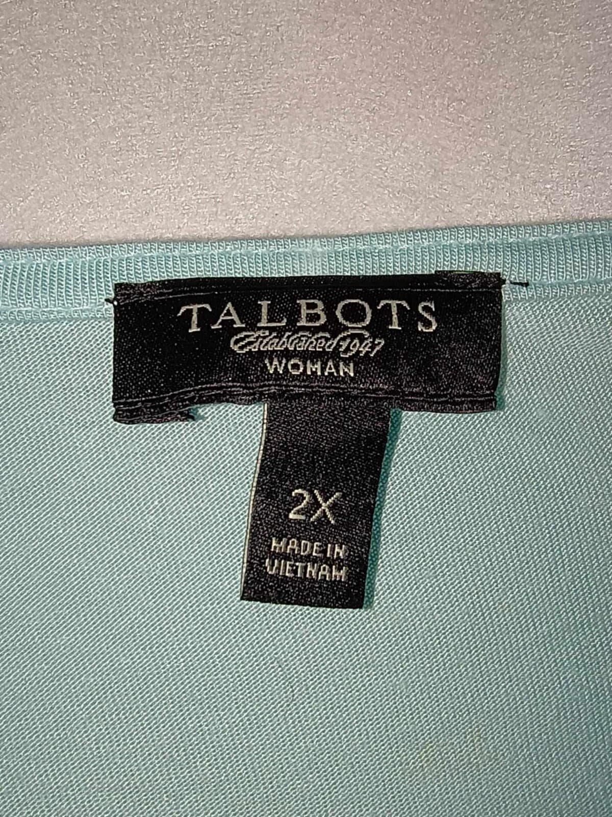 Talbots Women's Long Sleeve T-shirt Round kneck Blue Size 2X Ruffel Blouse - Thumbnail 3
