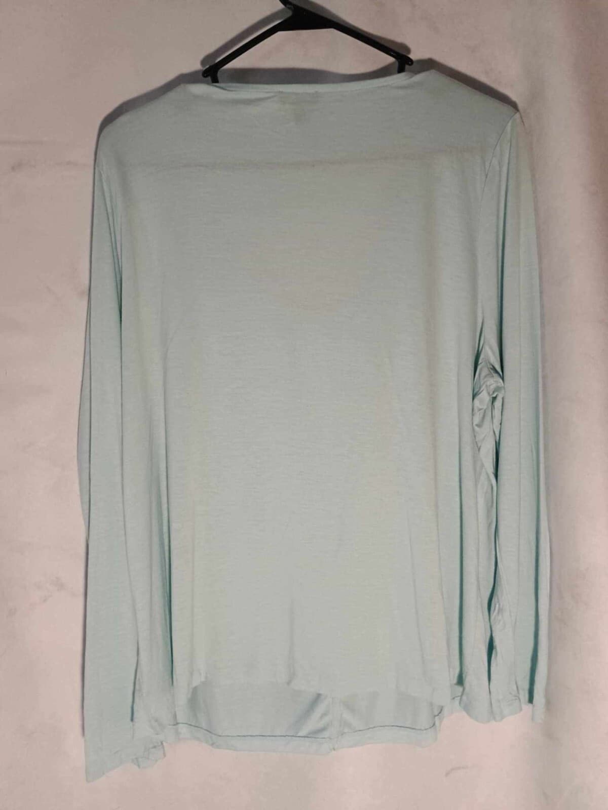 Talbots Women's Long Sleeve T-shirt Round kneck Blue Size 2X Ruffel Blouse - Thumbnail 2