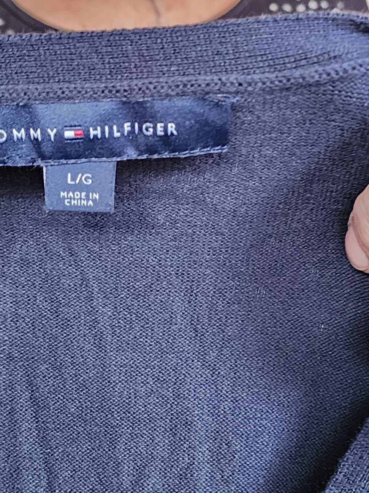 Tommy Hilfiger Women's V Neck Sweaters Pullover Navy Blue with Golden Dot Sz L/G - Thumbnail 8
