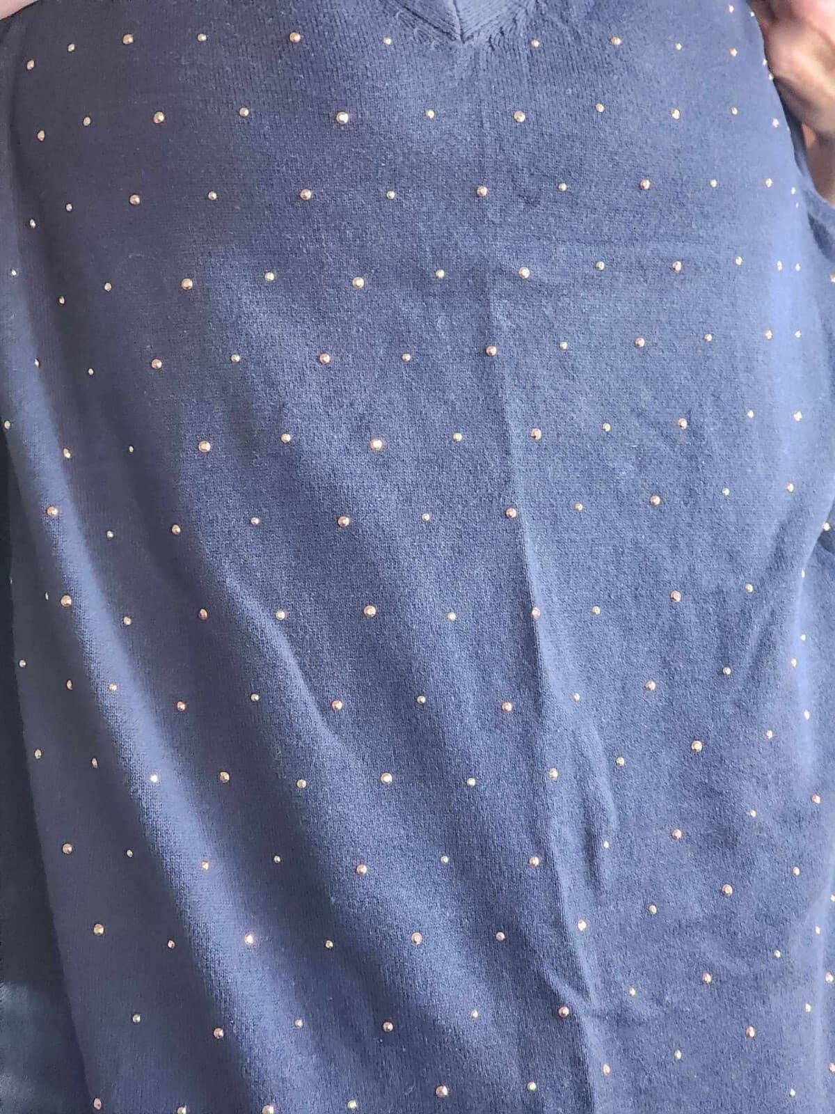 Tommy Hilfiger Women's V Neck Sweaters Pullover Navy Blue with Golden Dot Sz L/G - Thumbnail 9