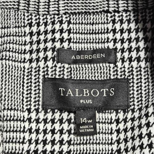 Talbots Aberdeen Blazer Jacket Women's Size 14 Black White Button - Thumbnail 5