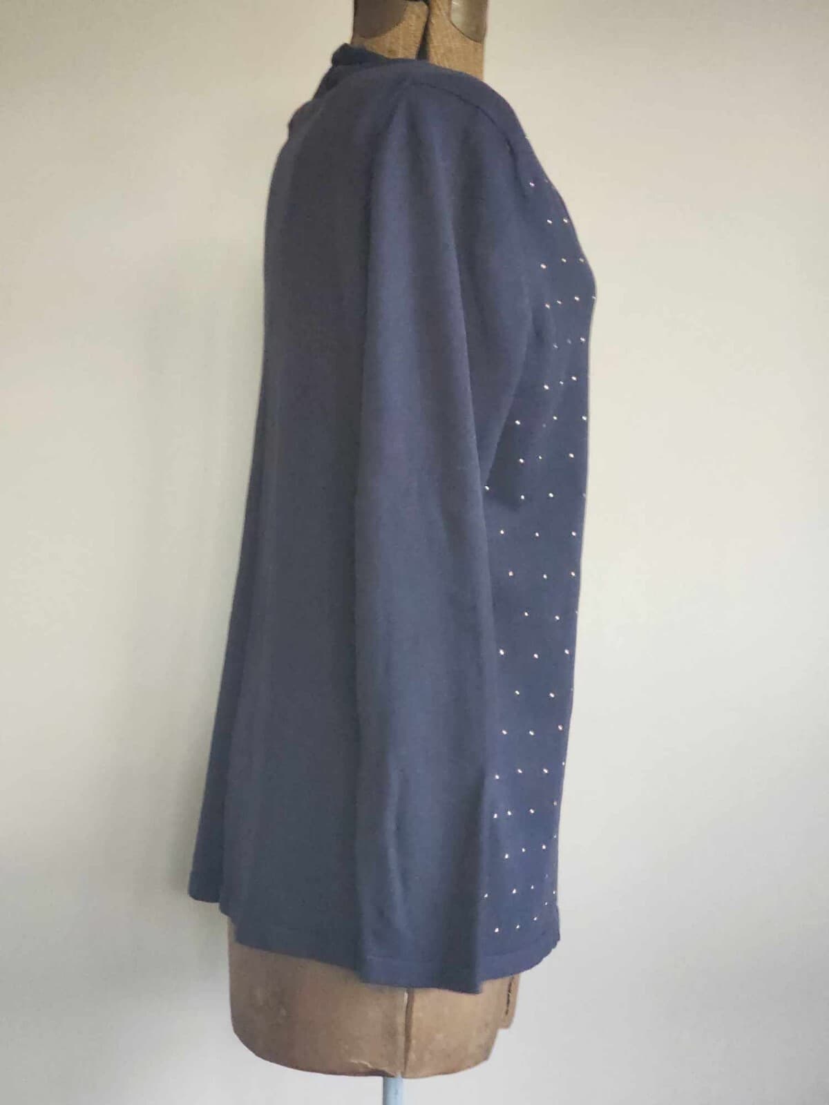 Tommy Hilfiger Women's V Neck Sweaters Pullover Navy Blue with Golden Dot Sz L/G - Thumbnail 3