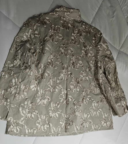 Simonton Says 3D Floral Blouse Shirt Blazer Beige Size Large Vintage Top - Thumbnail 4