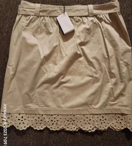 NWT Love Moschino Women's Khaki Designers Mini Skirt Us Size 12 Buttons Lace - Thumbnail 2