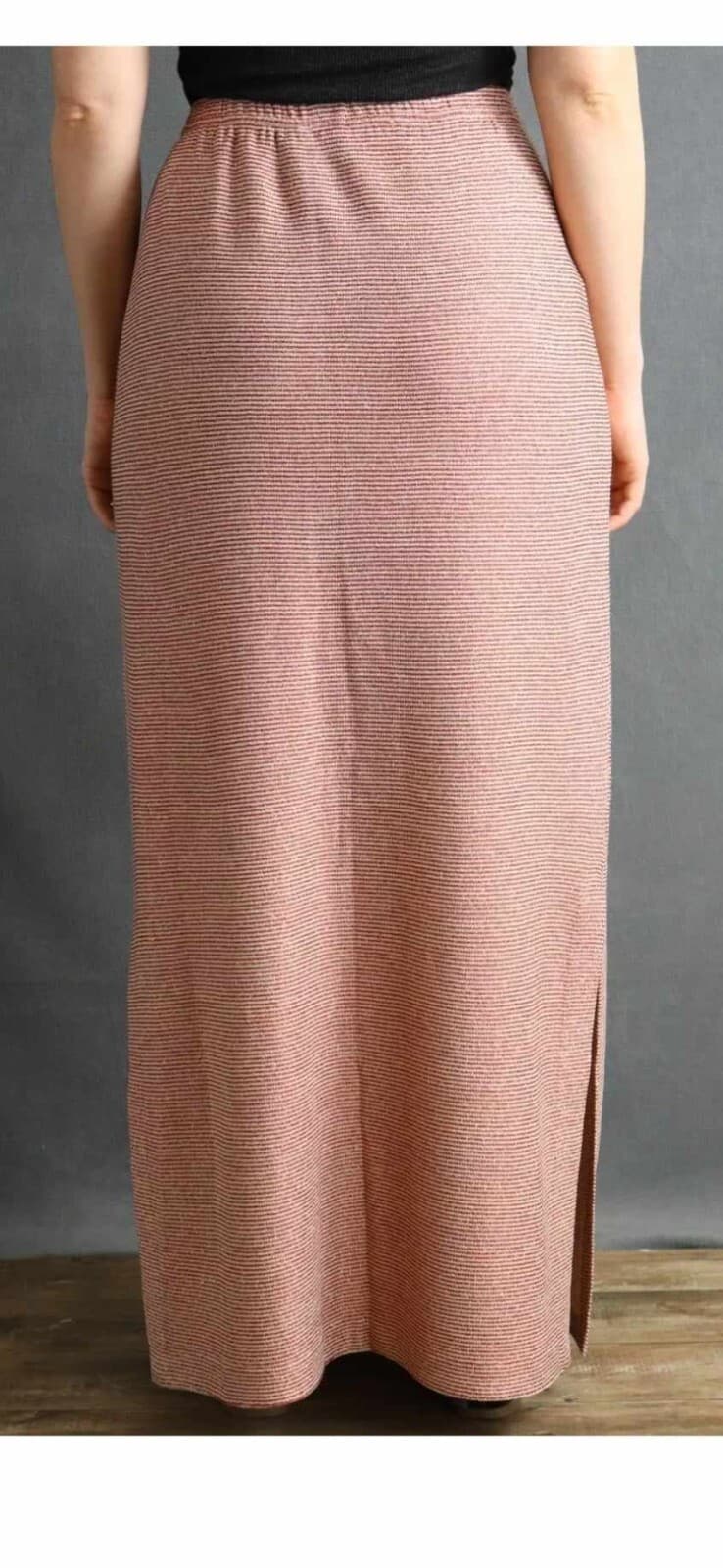 St. John Sport Women's Pencil Maxi Skirt Slit Red Gold Medium Long NWT - Thumbnail 6