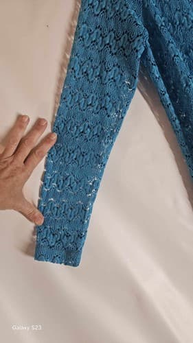 Nikki Poulos Women's Medium Teal Alice Through Looking Glass Cardigan Sweater - Thumbnail 3