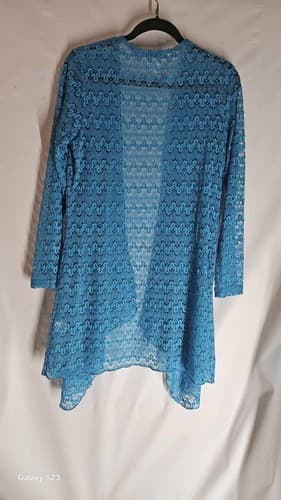 Nikki Poulos Women's Medium Teal Alice Through Looking Glass Cardigan Sweater - Thumbnail 4