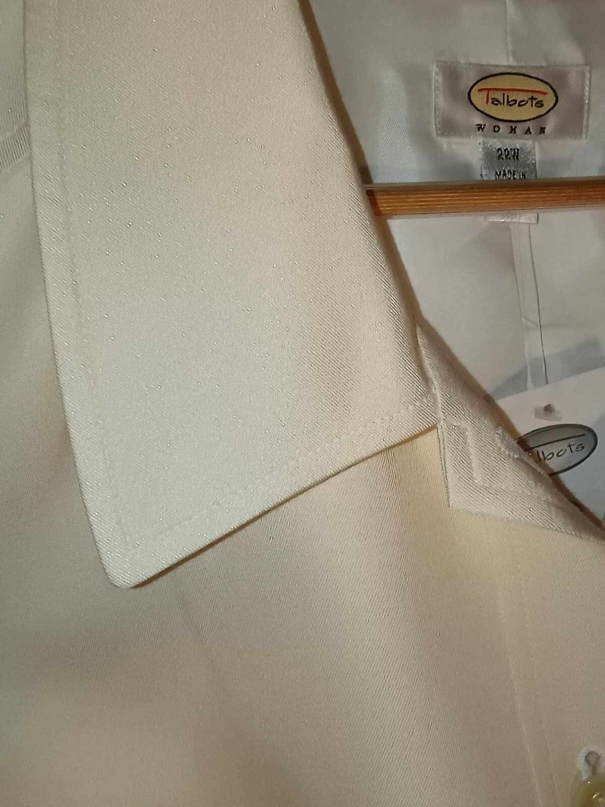 Talbots Womens White Size 22W Silk Jacket Shirt Button 2 Front Pocket White - Thumbnail 3