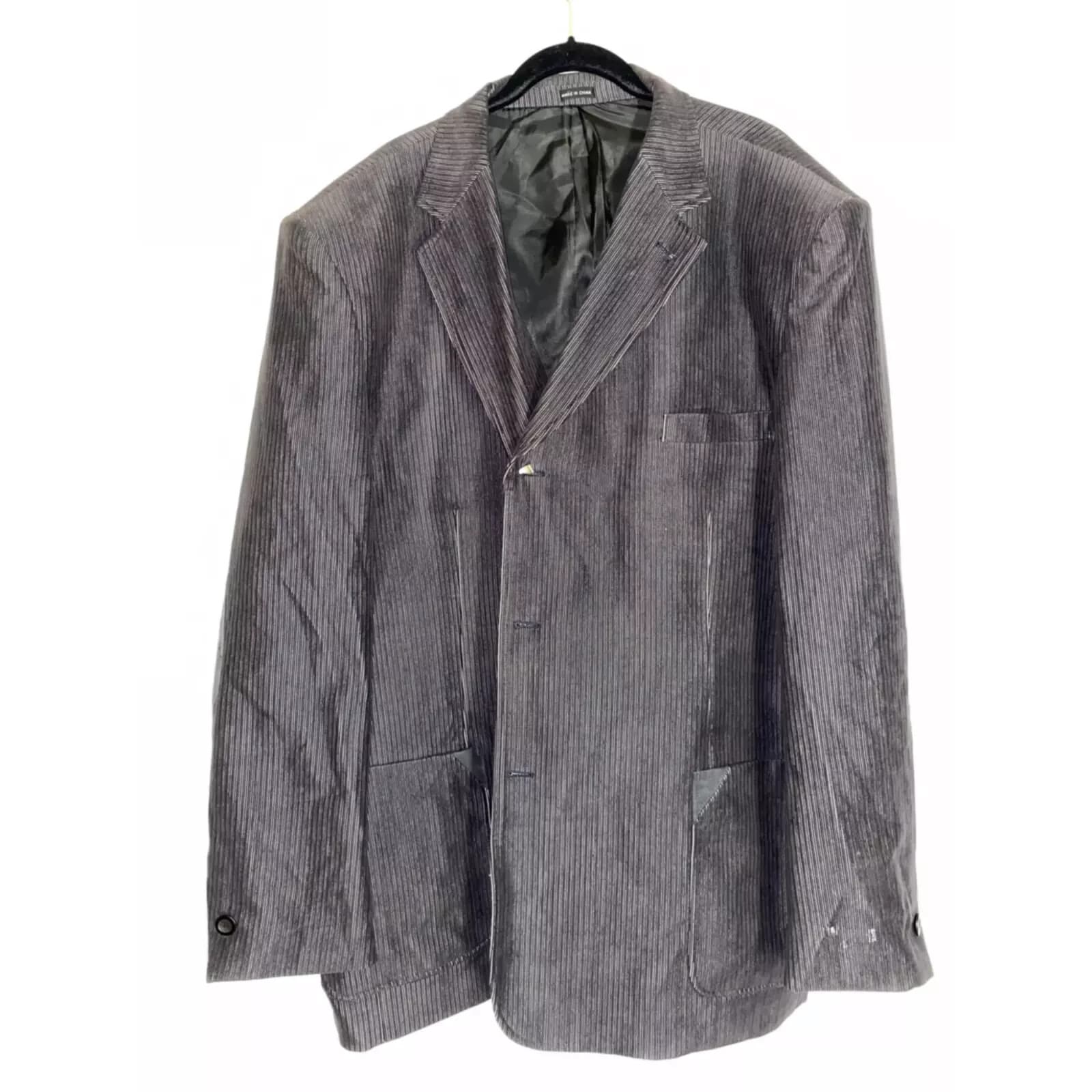 Vintage Pronti Men's Corduroy Gray Blazer 3XL Single Breasted Suit Separate - Thumbnail 6