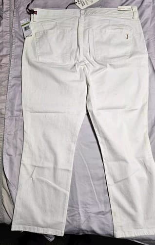 Vintage X America Women's White Denim Stretch Jeans Casual Wide Leg Size 14/32 - Thumbnail 3