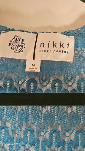 Nikki Poulos Women's Medium Teal Alice Through Looking Glass Cardigan Sweater - Thumbnail 6