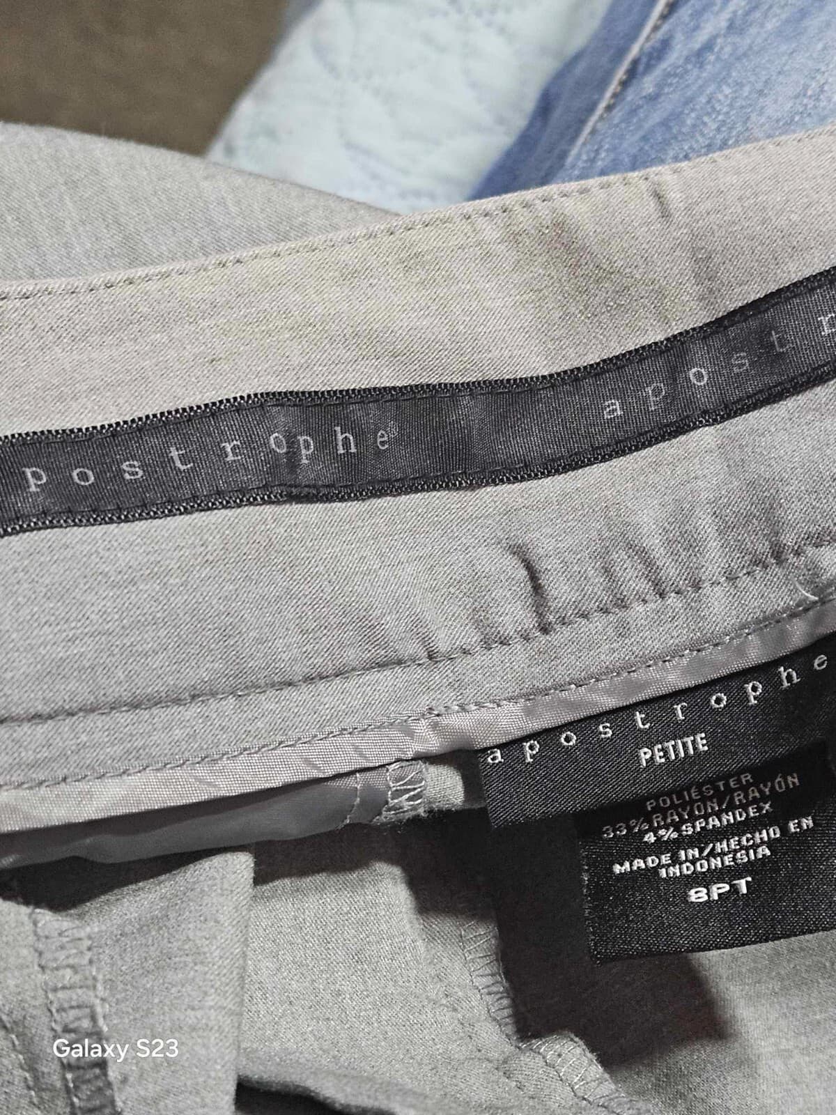 Apostrophe Petite Women's Gray Relaxed Fit Straight Wide Leg Pants slacks 8PT - Thumbnail 6