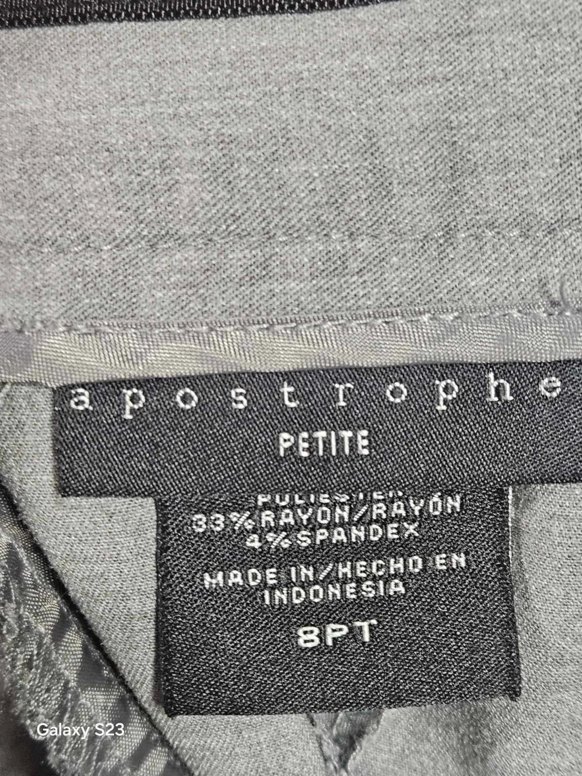 Apostrophe Petite Women's Gray Relaxed Fit Straight Wide Leg Pants slacks 8PT - Thumbnail 4