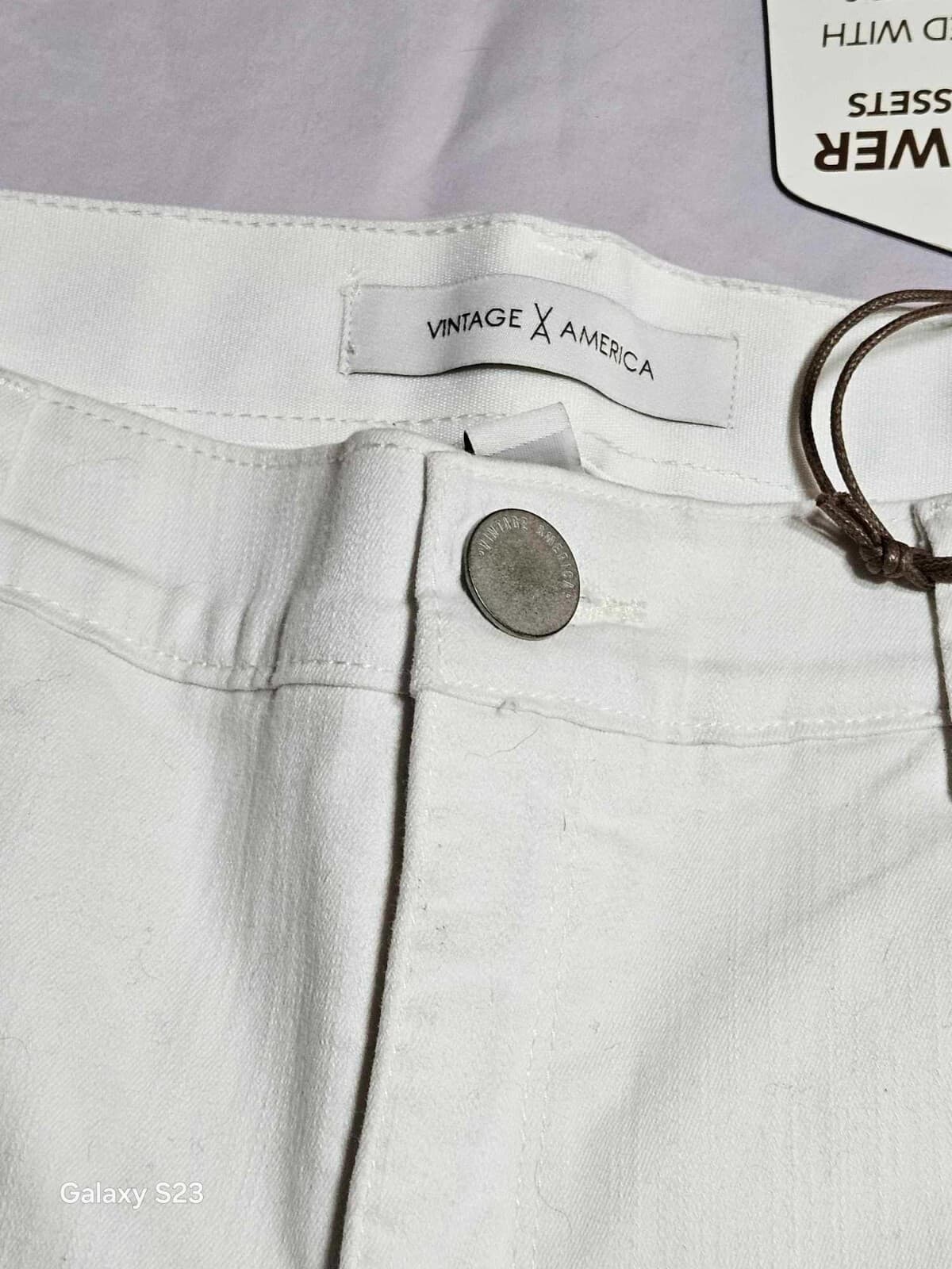 Vintage X America Women's White Denim Stretch Jeans Casual Wide Leg Size 14/32 - Thumbnail 8