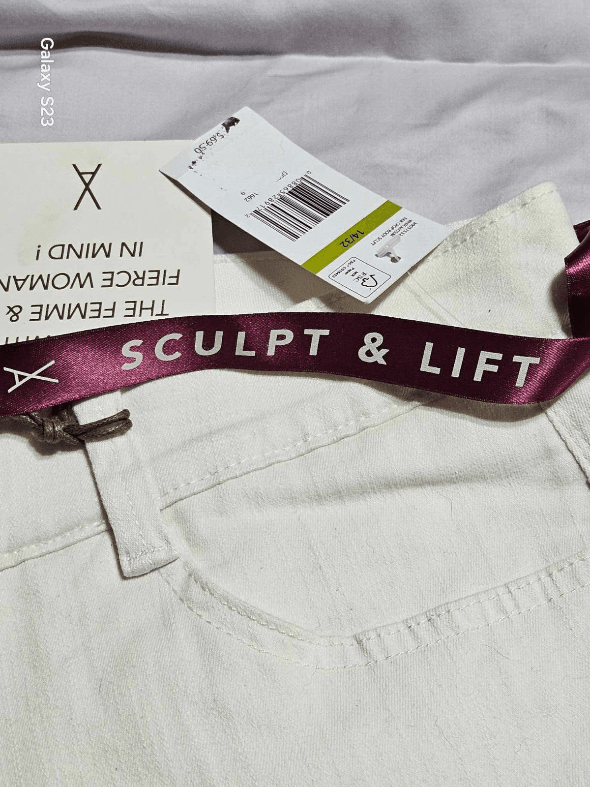 Vintage X America Women's White Denim Stretch Jeans Casual Wide Leg Size 14/32 - Thumbnail 6