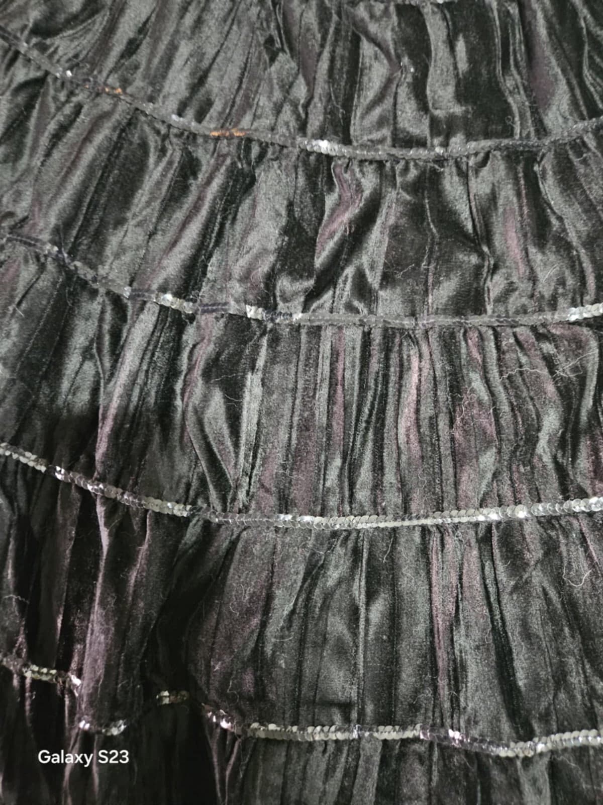 DUSK COLLECTION Women's Black layered Skirt Size 12 Tiered Retro Sequence Ruffle - Thumbnail 3