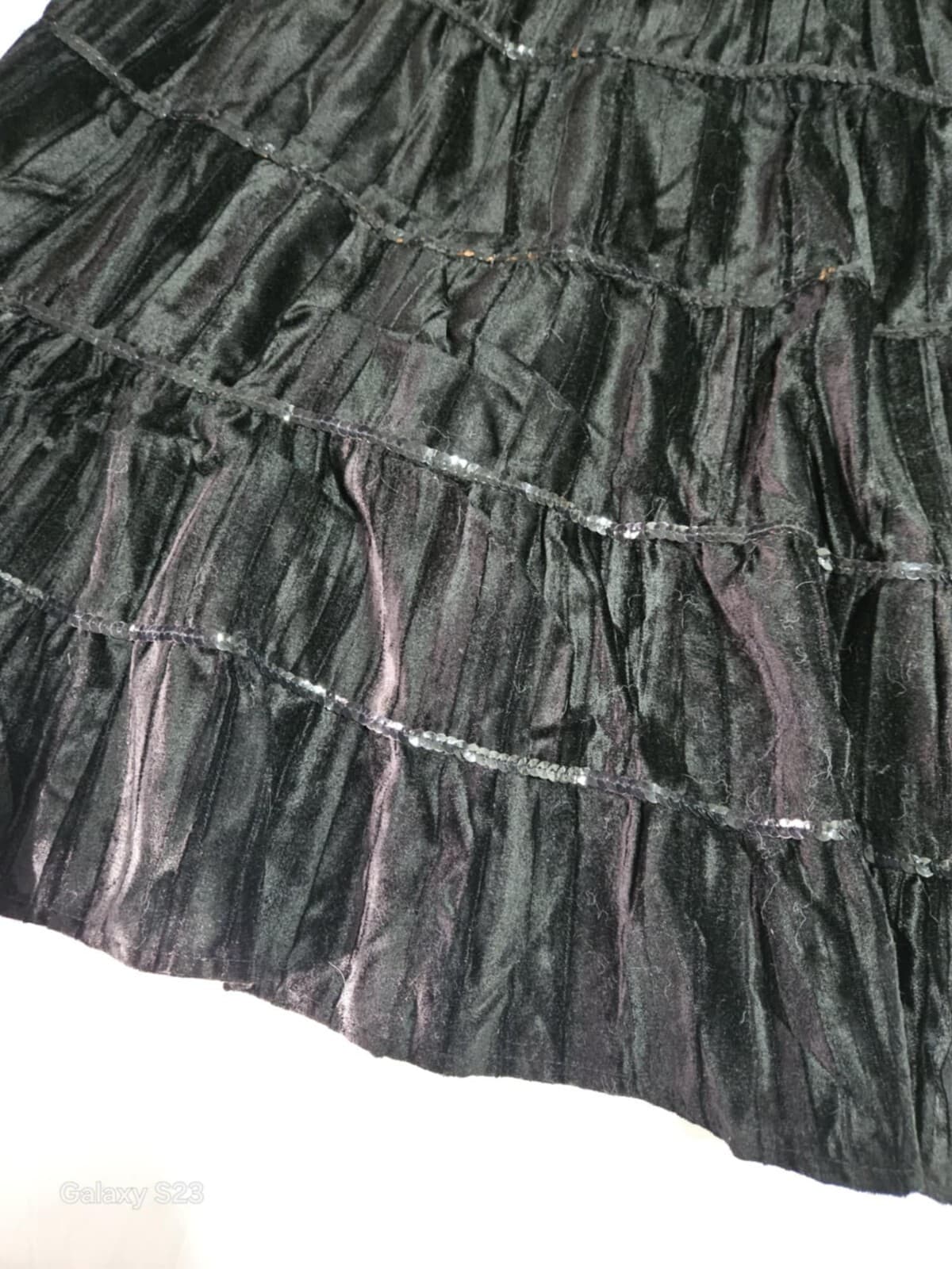 DUSK COLLECTION Women's Black layered Skirt Size 12 Tiered Retro Sequence Ruffle - Thumbnail 8