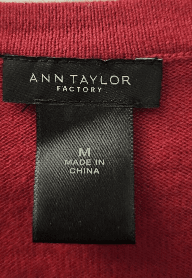 Ann Taylor Women's Button Knit Sweater Ruffle Long Sleeve Medium Red - Thumbnail 4