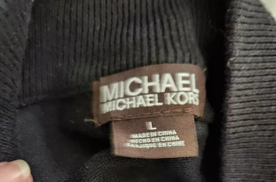 Michael Kors Women's Black Pullover Sweater Large Button Top Shirt Pockets - Thumbnail 3