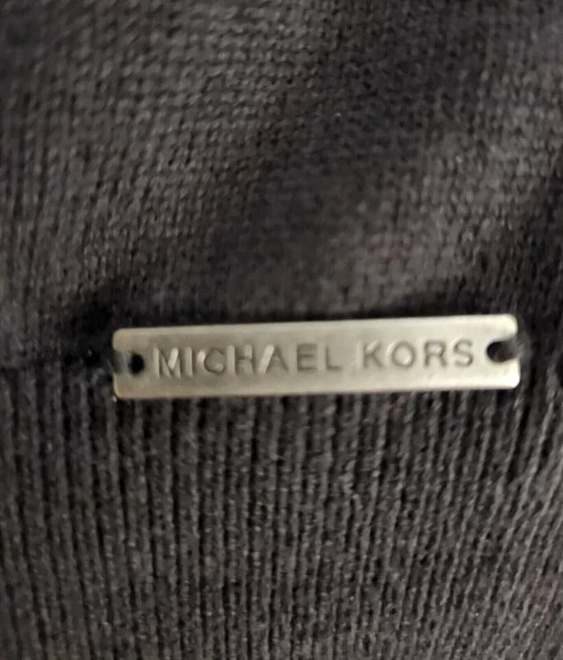 Michael Kors Women's Black Pullover Sweater Large Button Top Shirt Pockets - Thumbnail 2