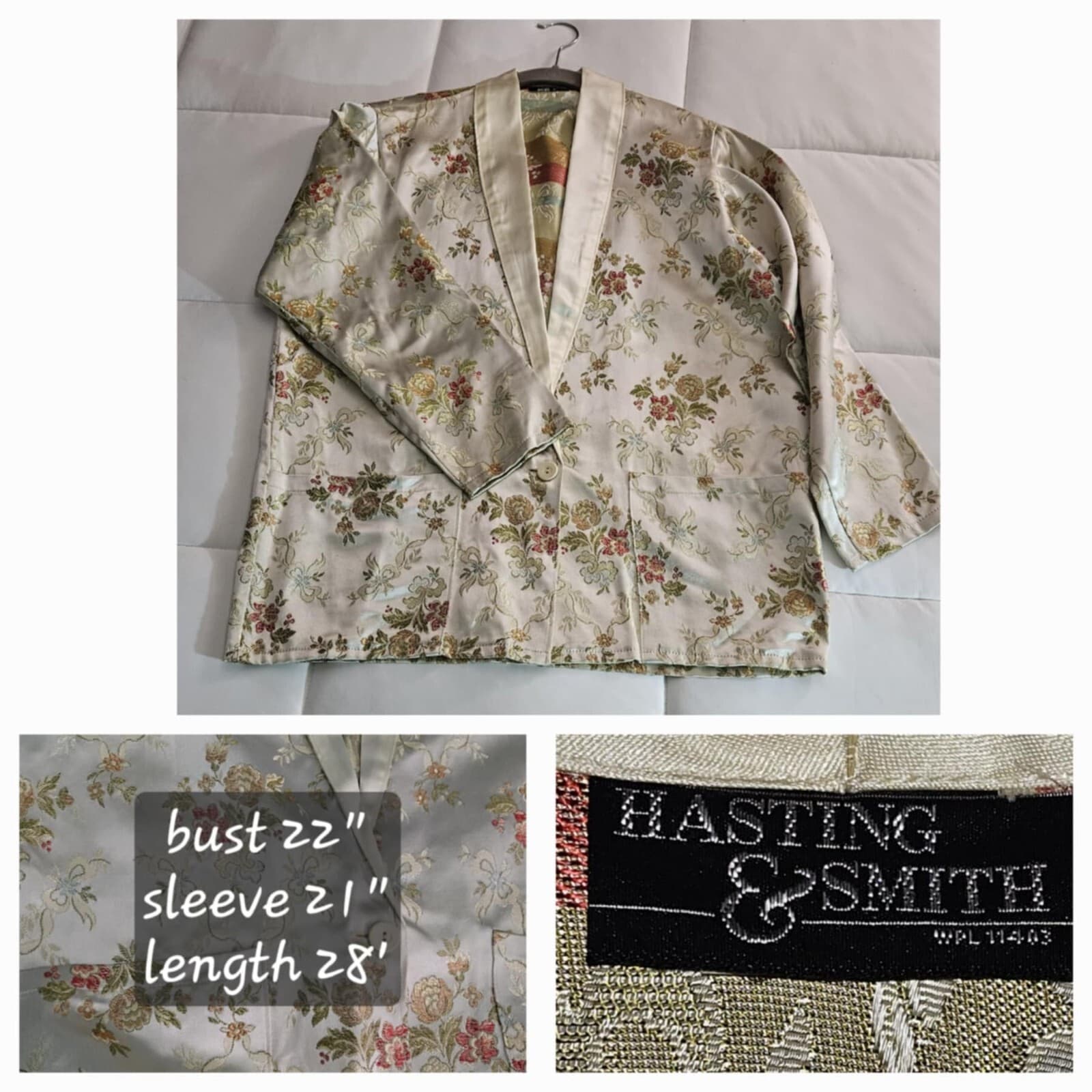 Hasting & Smith Women's Blazer White Floral Embroidered 22" X 21" X 28" Jacket - Thumbnail 6