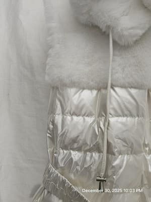Belle Fare Premium Faux Fur Collection Vest Large White Fuzzy Warm Jacket Coat - Thumbnail 2