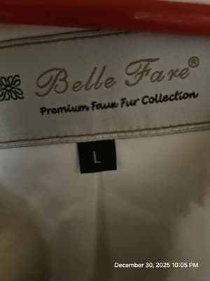 Belle Fare Premium Faux Fur Collection Vest Large White Fuzzy Warm Jacket Coat - Thumbnail 11