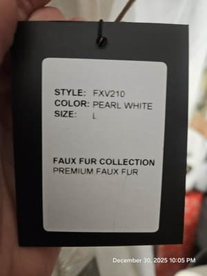 Belle Fare Premium Faux Fur Collection Vest Large White Fuzzy Warm Jacket Coat - Thumbnail 12